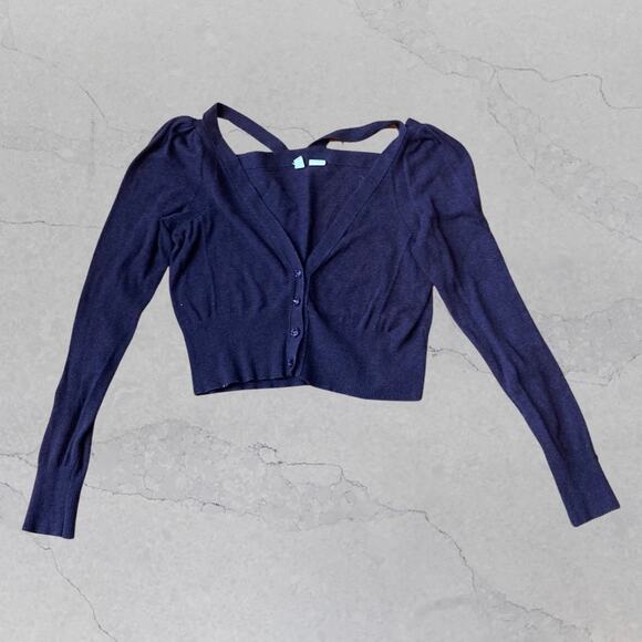 Moth Sweaters - Purple cardigan with strappy back Moth Anthropologie preppy dark academia